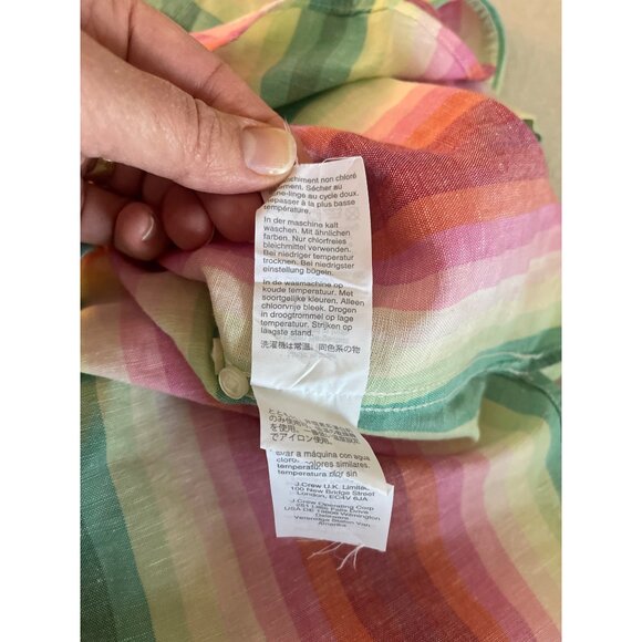 J.Crew Womens pink and green linen Striped Button-Up Shirt Size 6 - Picture 9 of 12